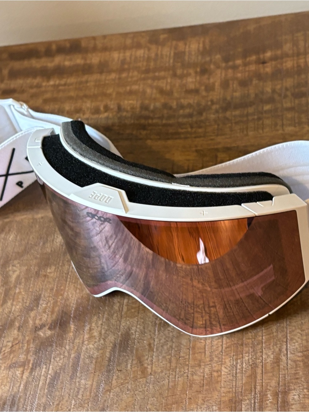 Dope Snow White Snow Goggles with Rose-Copper Mirror Lens
